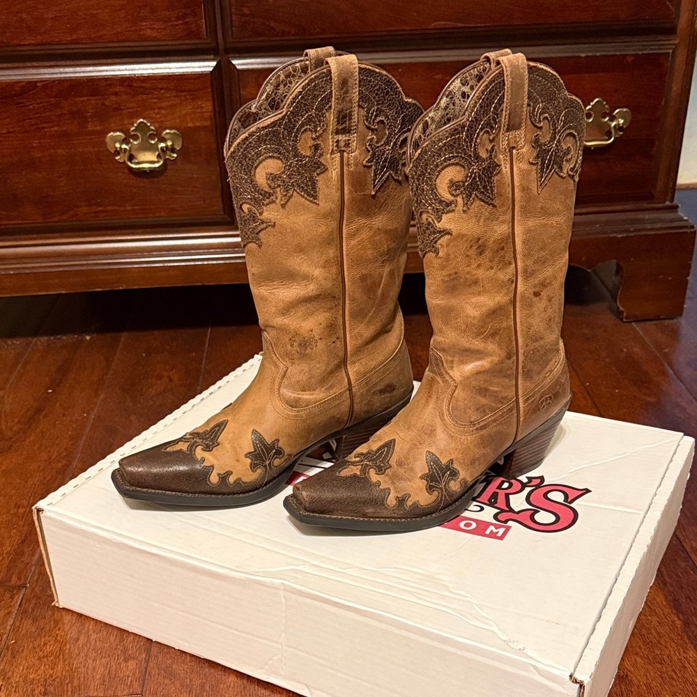 Ariat Tan and Brown Western Boots